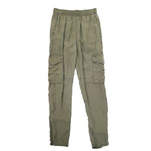 Set cargo pants women's size 0 green flowy silky high rise zip ankle lightweight